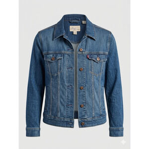 Levi’s San Francisco Blue Denim Trucker Jacket Size Large Stretch Y2K Aesthetic